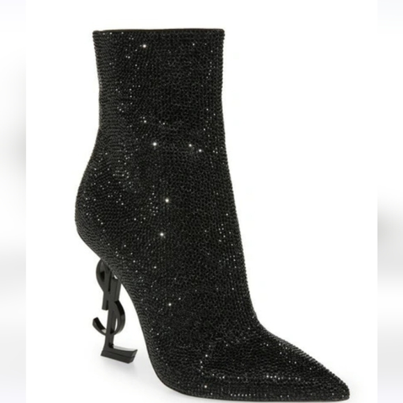 YSL OPYUM Crystal Strauss Pointed Toe Bootie - Picture 2 of 6